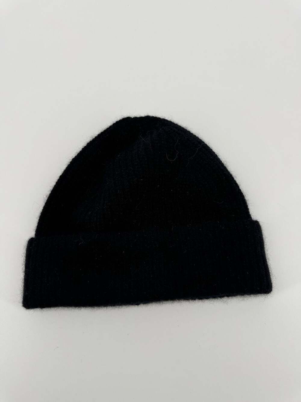 Quince 100% Cashmere Ribbed Beanie Hat Black XS/S